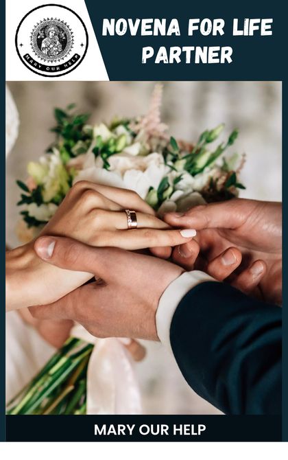 Cover of the Novena for a Life Partner: a couple's hands with a wedding ring